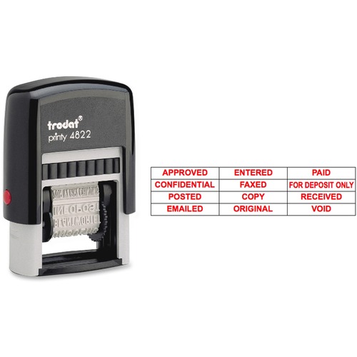 Message Stamp, 12 Phrases, 3/8"x1-1/4", Red Ink