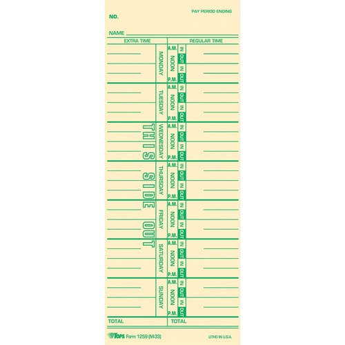 Form, Time Card, 3.5 x 9 100/PK