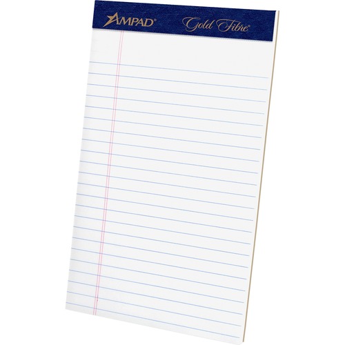 Pad, Jr. Legal, 50 Sheet, Gold Fiberboard, White 4/PK