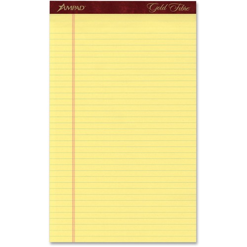 Writing Pads, 8" x 14", Legal Rule, Canary 12/PK