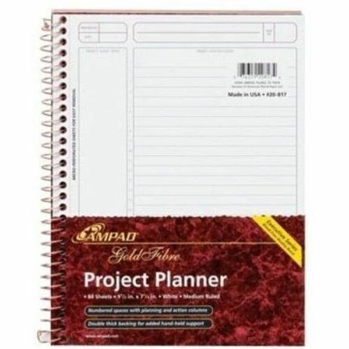 Wirebound Project Planner, 84 Sheets, 9-1/2" x 7-1/4", AST