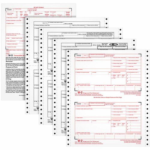 W-2 Tax Form, 4 Part, 8-1/2"x5-1/2", White 24/PK