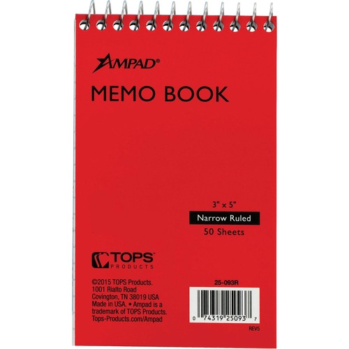 Book, Memo, Spiral, 3x5, Bright