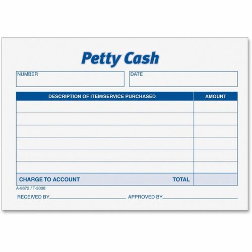 Form, Received, Petty Cash, 50 Sheets 12/PK