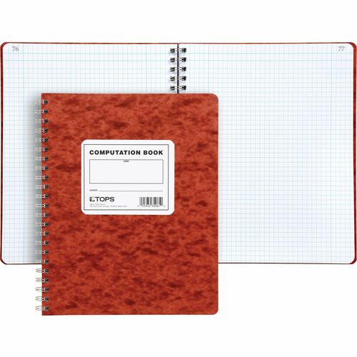 Computation Notebook, 4x4 Quad, 76 Sheets, 11-3/4"x9-1/2", Red Cover
