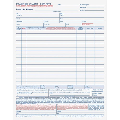 Form, Bill of Lading, 4 Part, Letter 50/PK
