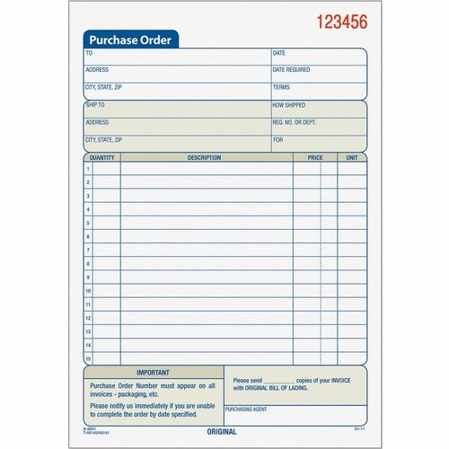 Form, Purchase Order, 3 Point, 5.5 X 8