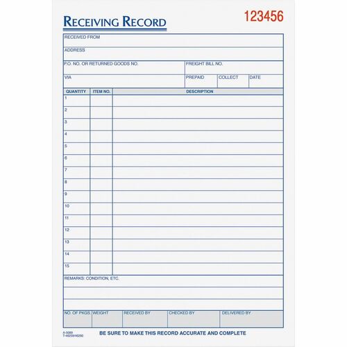 Book, Receiving, Record, 3 Pt