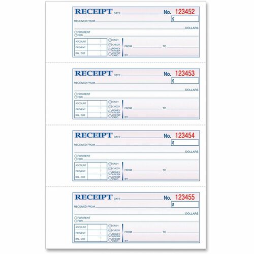 Book, Receipt, 2 Point, 4 Per Page