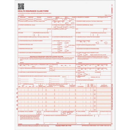 Form, CMS1500, 1 Point, LSR 500/PK