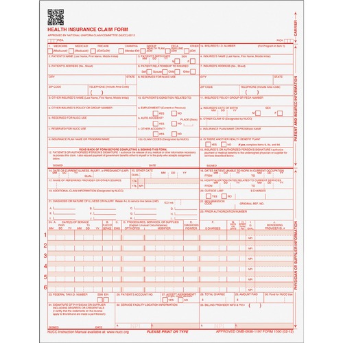 Form, CMS1500, 1 Point, Laser 250/PK