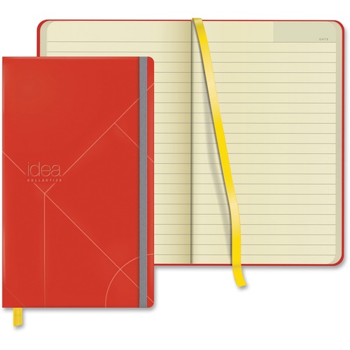 Journal, Notebook, Elastic Band, Wide Ruled, 8-1/4" x 5", Red