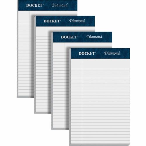 Writing Pads, Jr. Legal Ruled, 5" x 8", 50 Sheets Per Pad, White 4/PK