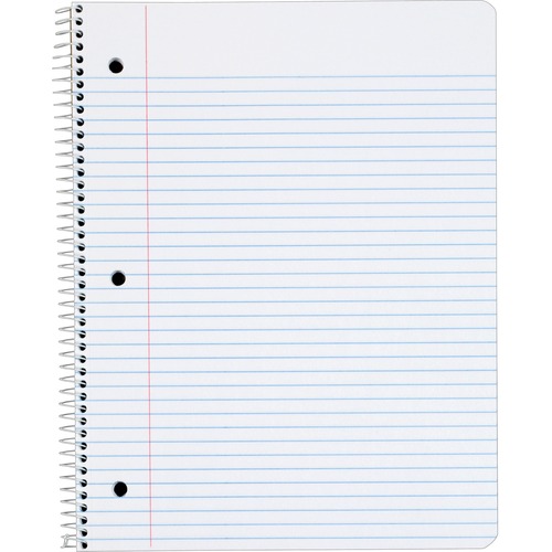 Notebook, Perf, 3 Hole Punch, 100 Sheets, White