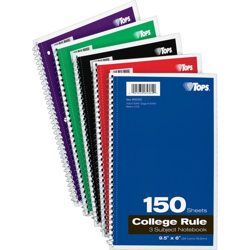 Notebook, Wirebound, 3-Subject, 150 Sheets