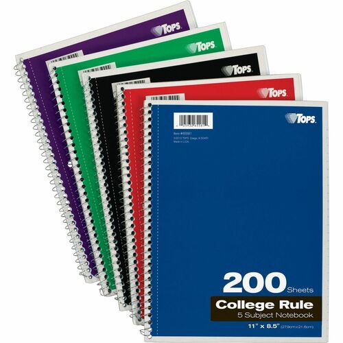 Notebook, Wirebound, 5-Subject, 200 Sheets