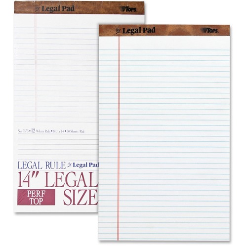 Pad, Legal, Ruled, Perforated, Legal, White 12/DZ