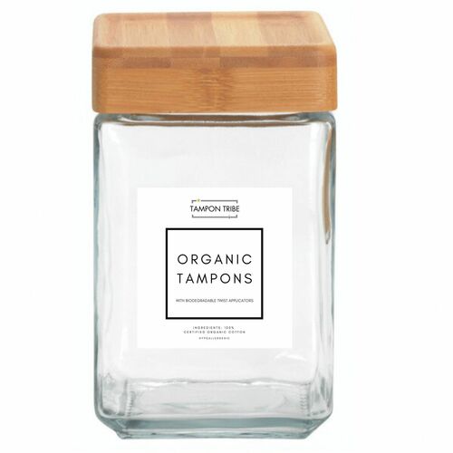 Jars, For Tampons, Glass, Bamboo Lids 4/CT