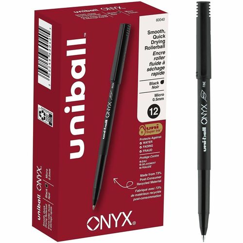 Pen, Uniball, Onyx, 0.5 Millimeter, Black 12/DZ