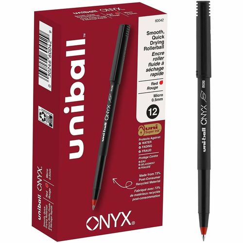 Pen, Uniball, Onyx, 0.5 Millimeter, Red 12/DZ
