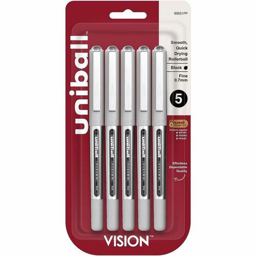 Pen, Rollerball, Vision, 0.7 Millimeter, Black 5/PK