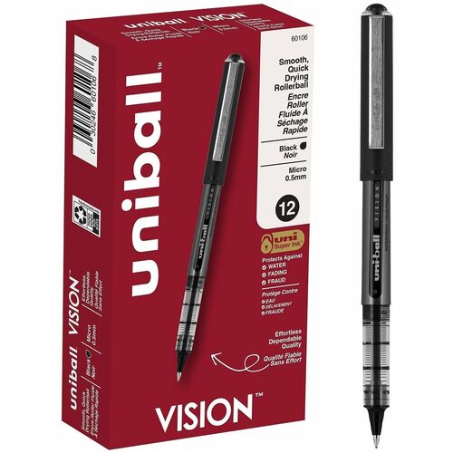 Pen, Uniball, Vision, 0.5 Millimeter, Black 12/DZ