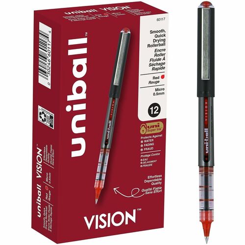 Pen, Uniball, Vision, 0.5 Millimeter, Red 12/DZ