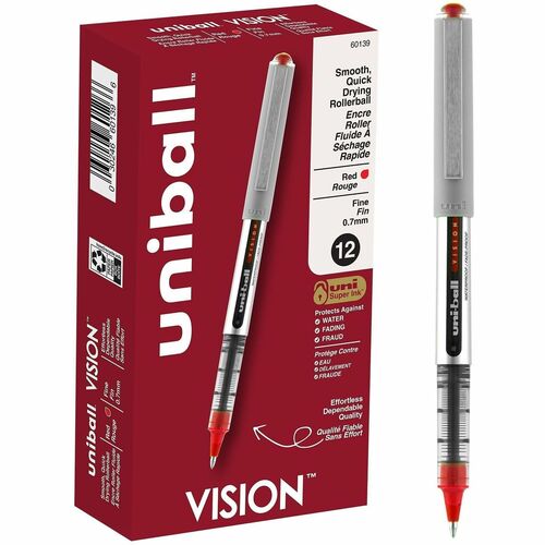 Pen, Uniball, Vision, 0.7 Millimeter, Red 12/DZ