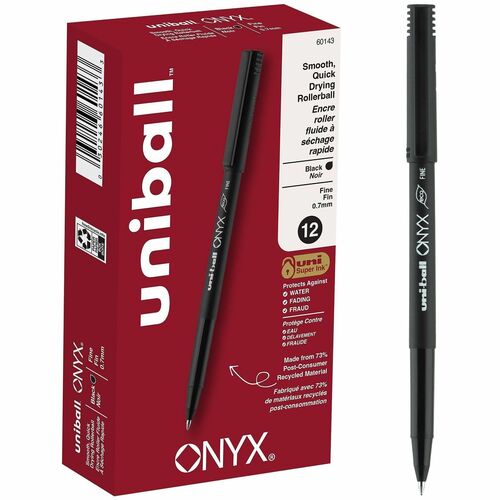 Pen, Uniball, Onyx, 0.7 Millimeter, Black 12/DZ