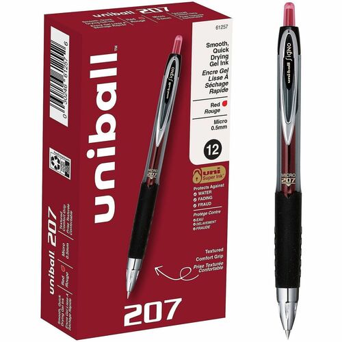 Pen, Gel, 207, Retract, 0.5 Millimeter, Red 12/DZ