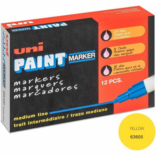 Marker, Oil-Based, Medium Point, Yellow Ink 12/DZ