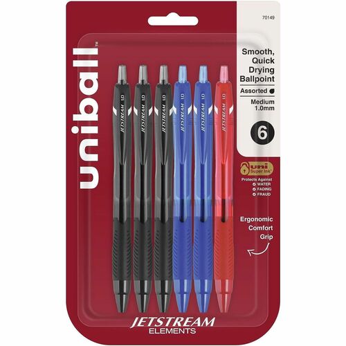 Pen, Ballpoint, Jetstream Elements, 1.0 Millimeter, Asst 6/PK