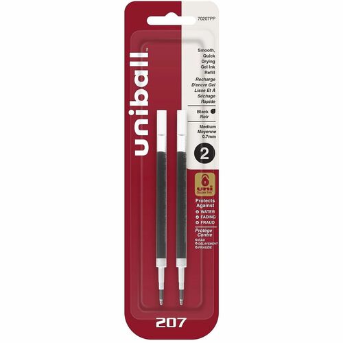 Refill, Gel, UB207, 0.7, Black 2/PK
