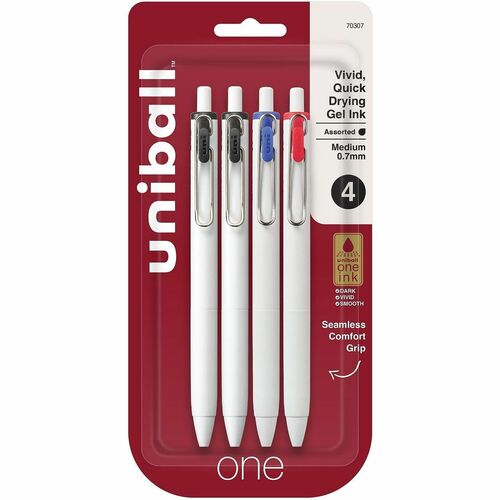 Pen, Gel, Ultra Ball One, 0.7 Millimeter, Asst Bus 4/PK
