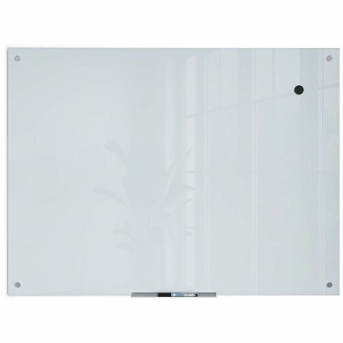 Dry-Erase Board, Glass, Magnetic, Frameless, 48" x 36", White