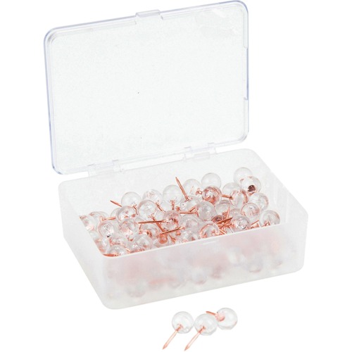 Pushpin, Clear, With Rose Gold 100/PK