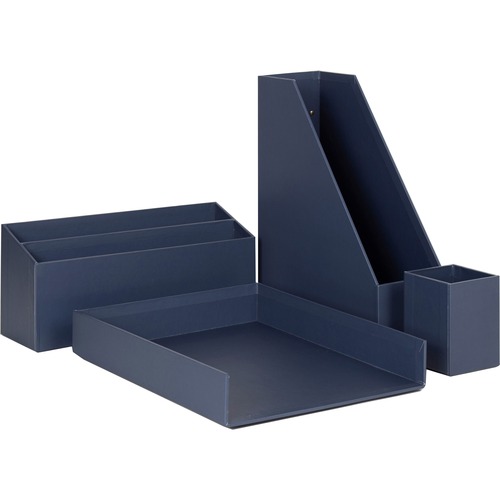 Desk Organizer, Paper Wrapped, Solid Navy
