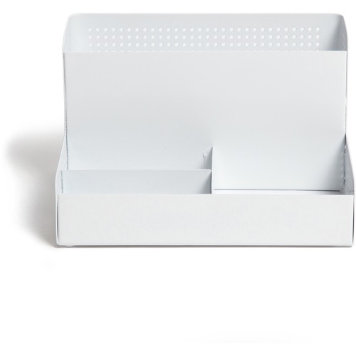 Desktop Organizer, 4 Compartments, Perforated Metal, Wenge