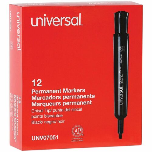 Marker, Permanent, Chisel, Regular, Black 12/DZ