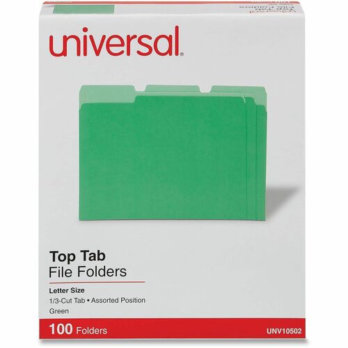 Folder, File, 1/3 Cut, Letter, Green 100/BX