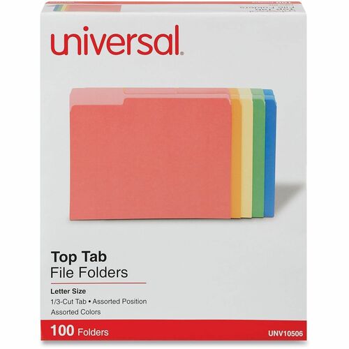 Folder, File, 1/3 Cut, Letter, Assorted 100/BX