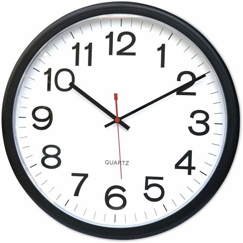 Clock, Wall, Quartz, 13.5", Black