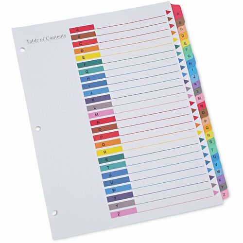 Index, Letter, A-Z, Color, White 25/ST