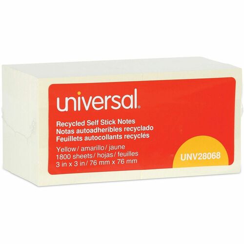 Note, 3x3 Recycling, Yellow 18/PK