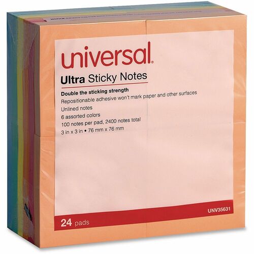 Note, Ultrasticky, 3x3, 24, Ast 24/PK