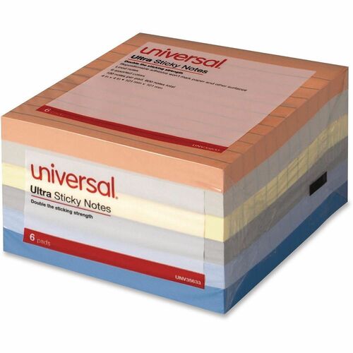 Note, Ultrasticky, 4x4, 6, Ast 6/PK