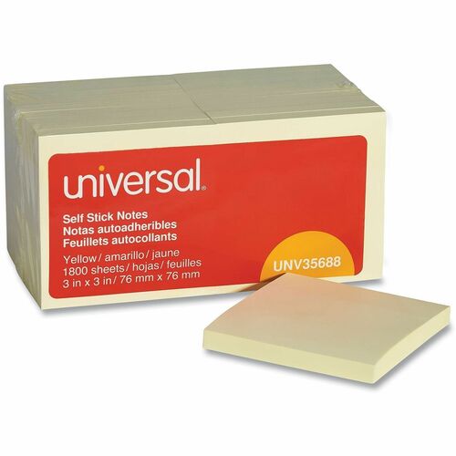Note, Self Stick 3x3, 18 Pound, Yellow 18/PK