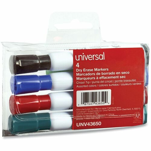Marker, Dry, Erase, Chisel, Four Set 4/ST