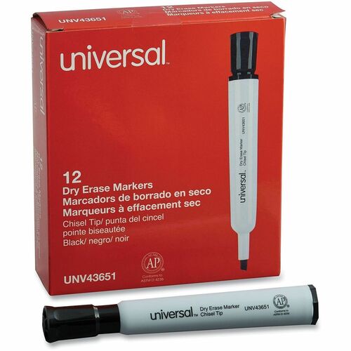 Marker, Dry Erase, Chisel, Black 12/DZ