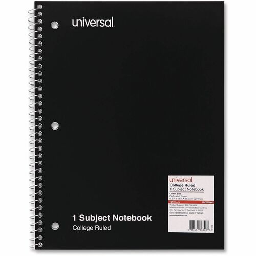 Notebook, 1 Subject, Letter, 100, Black